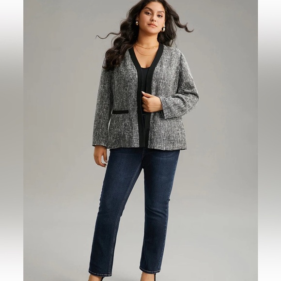 BloomChic Tweed Contrast Trim Pocket Tweed Blazer us size 12 - Picture 7 of 9